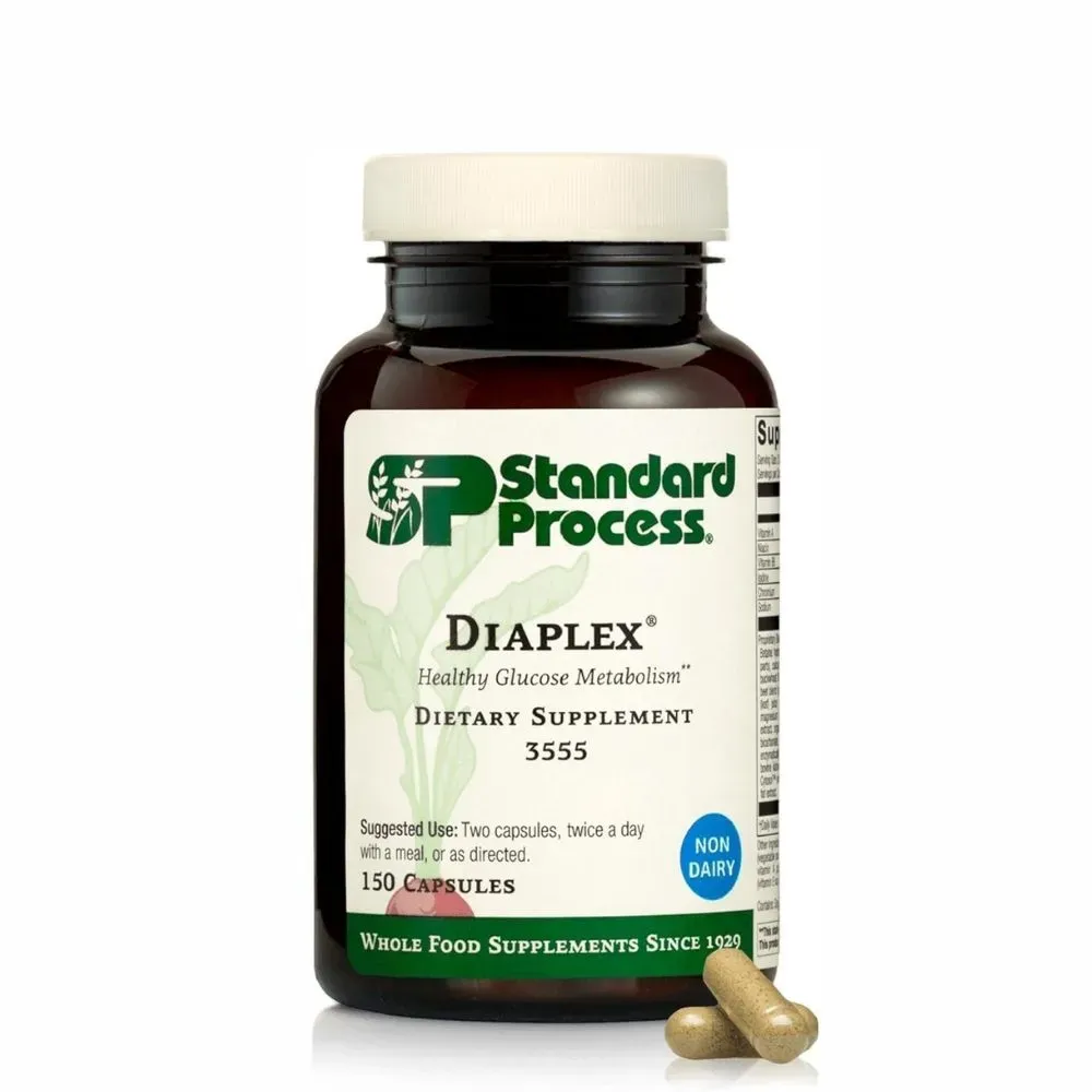 Standard Process Diaplex - Supplement for Pancreas & Gallbladder Support - Contains Chromium & Antioxidant Vitamin A - Non-Dairy - 150 Capsules (75 Servings)
