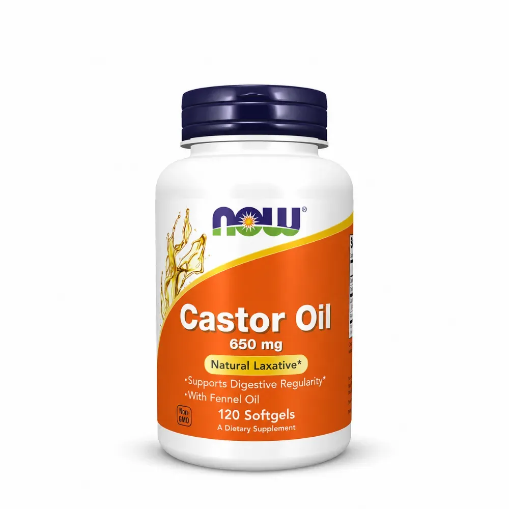 Now Castor Oil 650mg Natural Laxative 120 Capsules